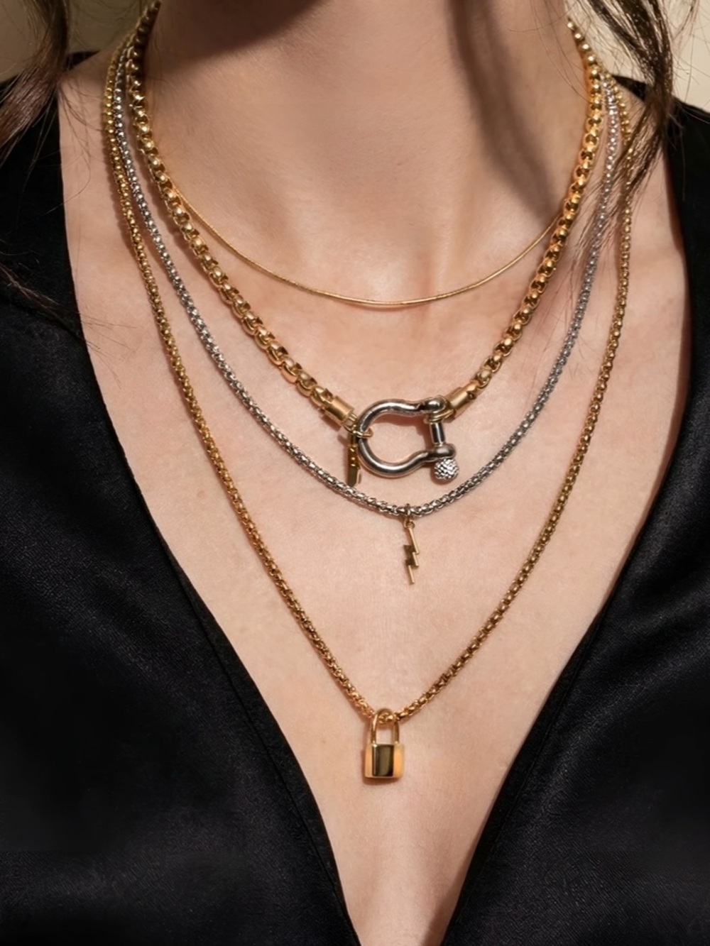18k Gold Plated HERRADURA MIX NECKLACE - Picture 2 of 13